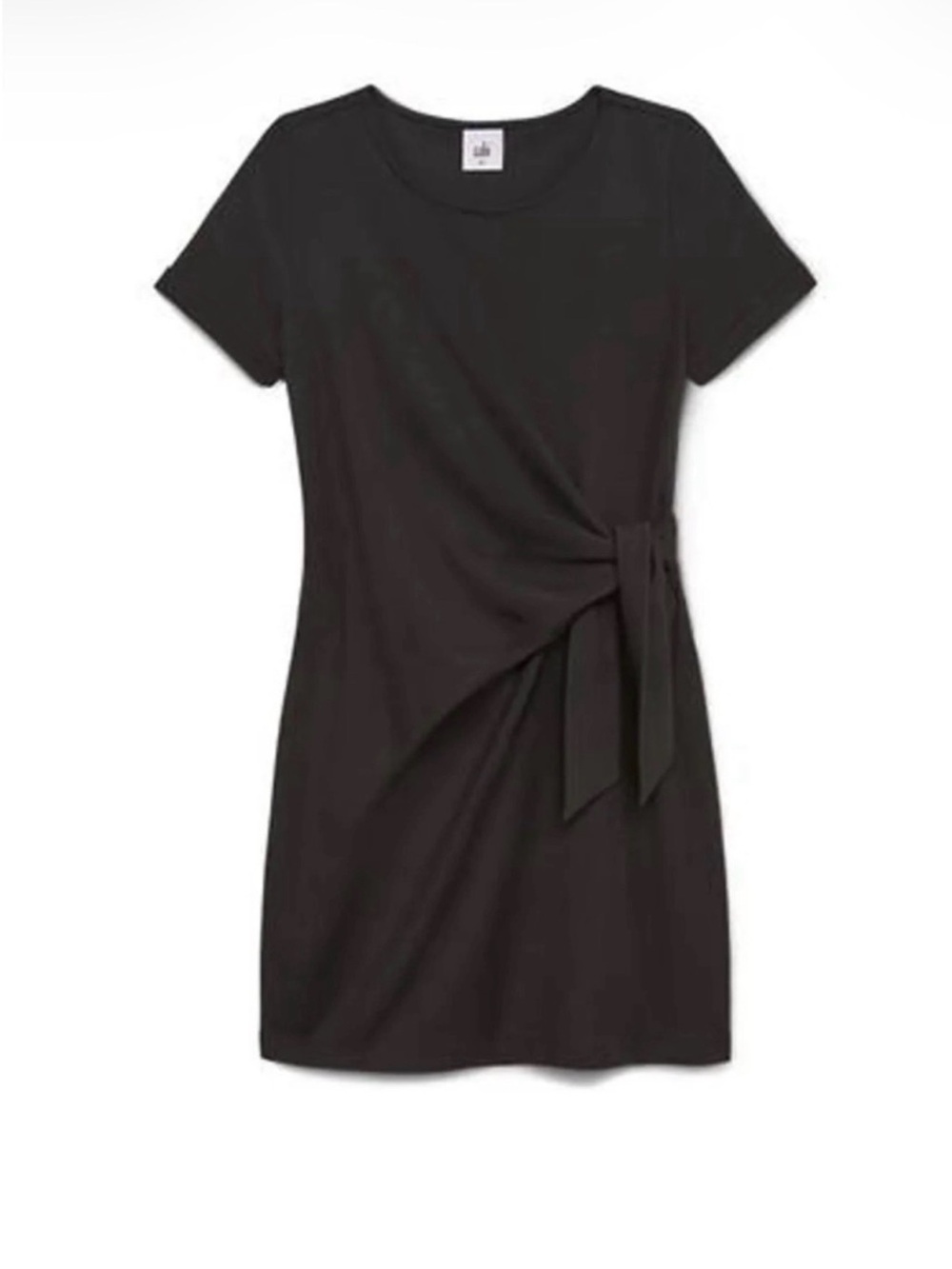 CABI- Rivera Dress - 6808 Black Side-Tie Short Sleeve - MEDIUM